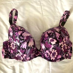 Pink and purple floral pattern 34G bra